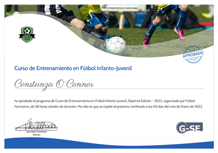 Certificado Final de Aprobación: Curso de Entrenamiento en Fútbol Infanto-Juvenil