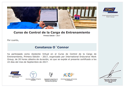 Certificado de Asistencia - Control de la Carga de Entrenamiento