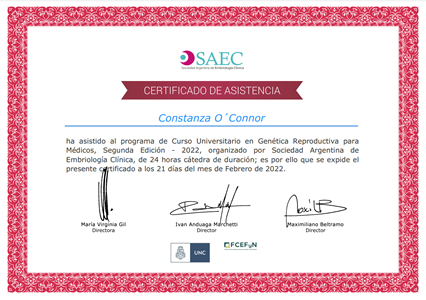 Certificado Final de Aprobación